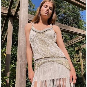 Free people IXIAH Sydney Sombre macrame mini dress
